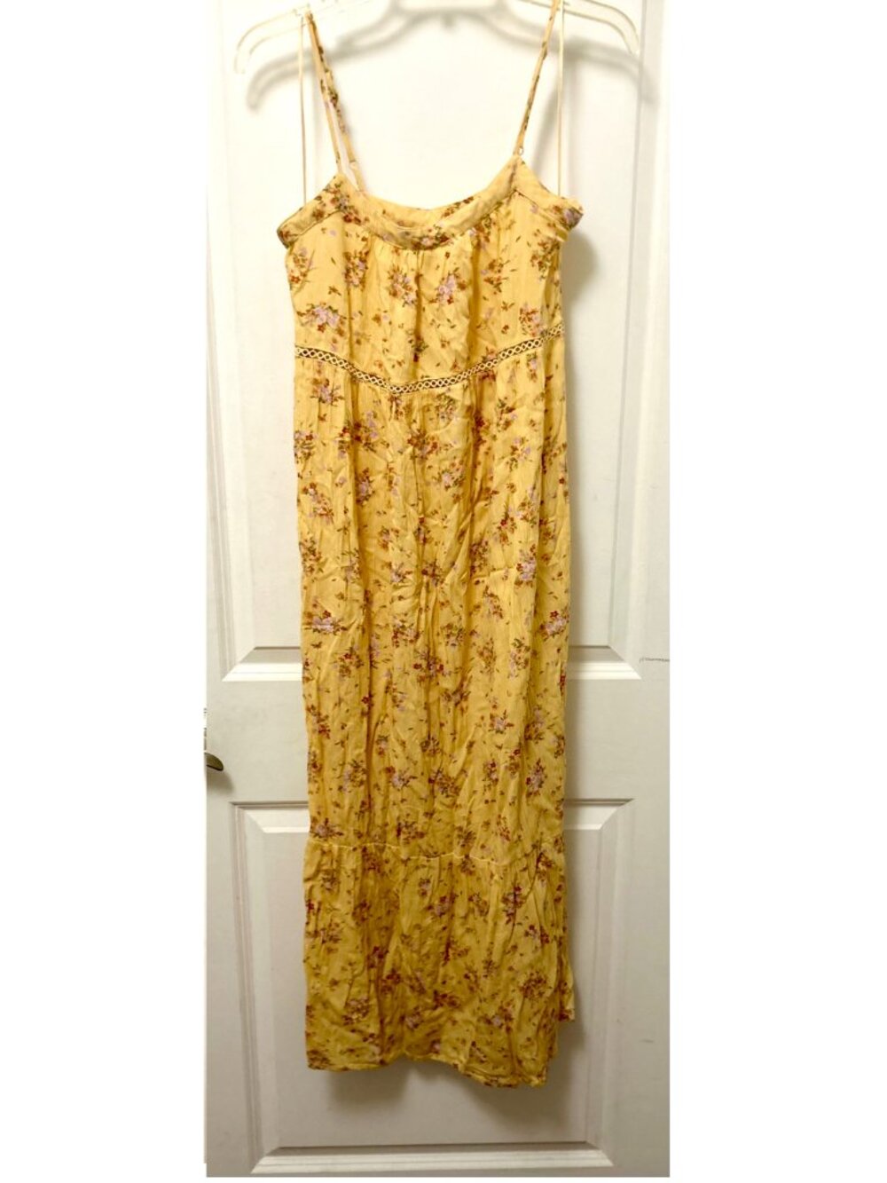 Pink Rose Yellow Floral Maxi Dress